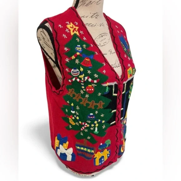 Designer Originals Studio Christmas Sweater Vest S – Ugly Holiday Party Teddy - Picture 4 of 7
